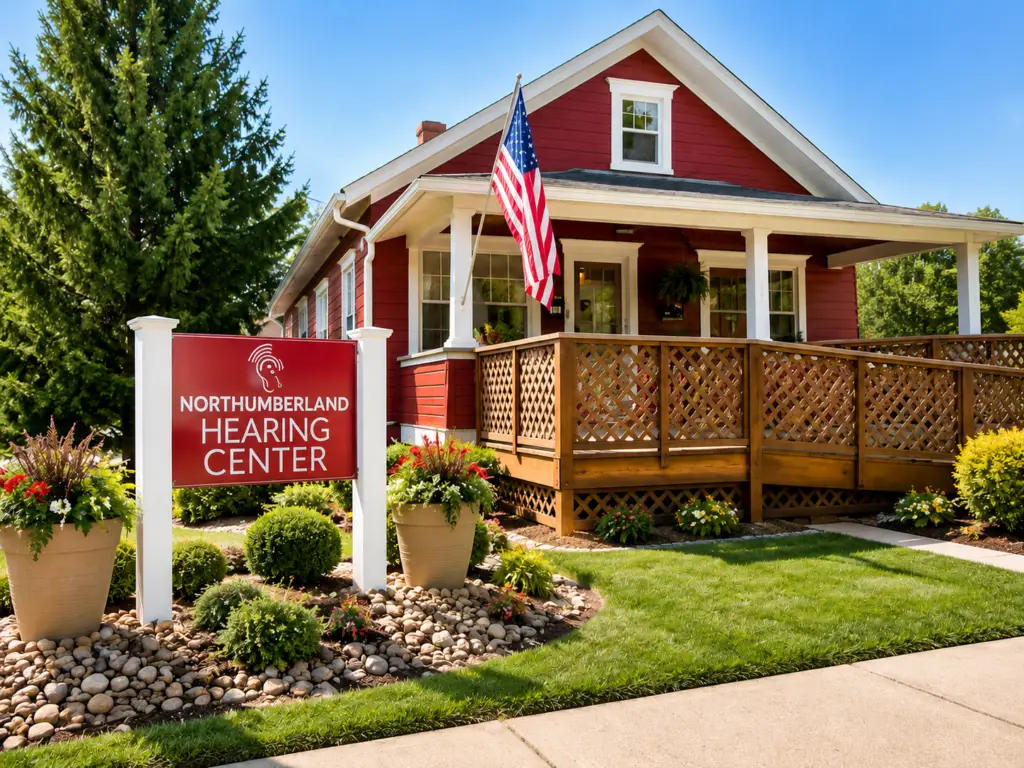 Northumberland Hearing Center office in Northumberland PA with professional landscaping and welcoming entrance.